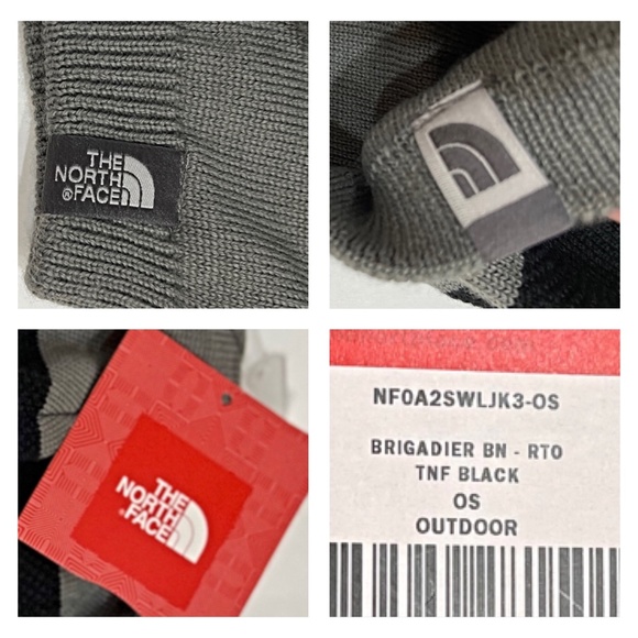 NWT TNF The North Face Black / Grey Striped Brigadier Knit Beanie, Unisex - Picture 10 of 14